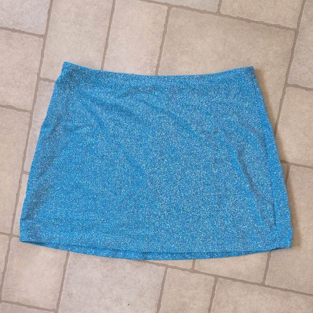 PINK Victoria's Secret Blue Shimmery Mini Pencil Skirt Swim Suit Coverup